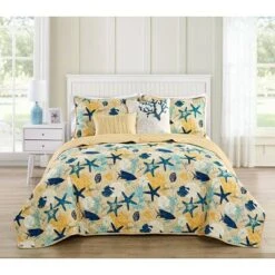 Aquatic Reversible Quilt Set Blue/Yellow - VCNY 23 Aquatic Reversible Quilt Set Blue/Yellow - VCNY -QUILTS Sales unnamed file 2448