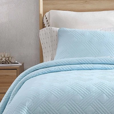 Ocean Club Cotton Quilt & Sham Set Blue - Tommy Bahama 3 Ocean Club Cotton Quilt & Sham Set Blue - Tommy Bahama