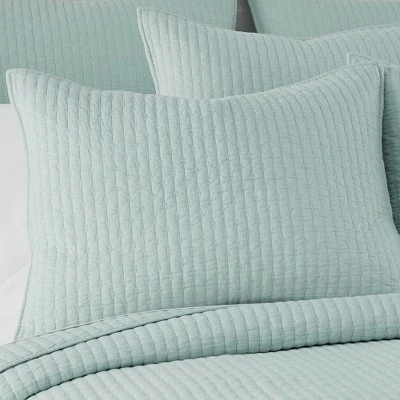 Cross Stitch Blue Haze Solid Quilt Set - Levtex Home 4 Cross Stitch Blue Haze Solid Quilt Set - Levtex Home - Image 2