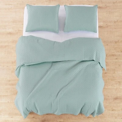 Cross Stitch Blue Haze Solid Quilt Set - Levtex Home 6 Cross Stitch Blue Haze Solid Quilt Set - Levtex Home - Image 4