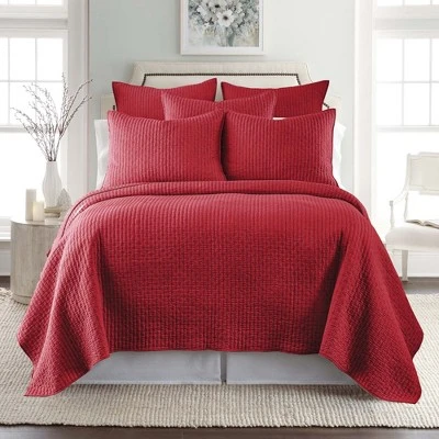 Cross Stitch Red Solid Quilt Set - Levtex Home 3 Cross Stitch Red Solid Quilt Set - Levtex Home