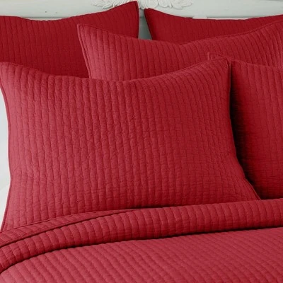 Cross Stitch Red Solid Quilt Set - Levtex Home 4 Cross Stitch Red Solid Quilt Set - Levtex Home - Image 2