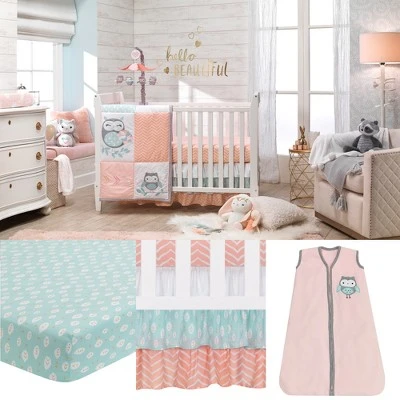 Lambs & Ivy Sweet Owl Dreams Pink Heart Nursery 5-Piece Baby Crib Bedding Set 11 Lambs & Ivy Sweet Owl Dreams Pink Heart Nursery 5-Piece Baby Crib Bedding Set - Image 9