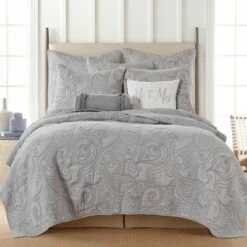 Perla Grey Quilt and Pillow Sham Set - Levtex Home -QUILTS Sales unnamed file 2613