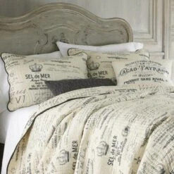 Histoire Toile Quilt Set - Twin Quilt and One Standard Sham Grey - Levtex Home -QUILTS Sales unnamed file 2668