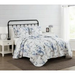 Kasumi Floral Quilt Set Blue/White - Cannon -QUILTS Sales unnamed file 2675