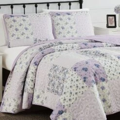 Elissa Patchwork Quilt Set Purple/White - Cannon -QUILTS Sales unnamed file 2679