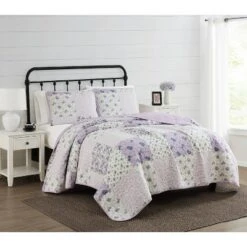 Elissa Patchwork Quilt Set Purple/White - Cannon -QUILTS Sales unnamed file 2680