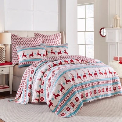 Silent Night Teal Holiday Quilt Set - Levtex Home 3 Silent Night Teal Holiday Quilt Set - Levtex Home