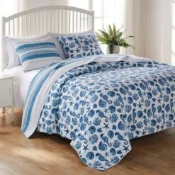 Pebble Beach Quilt & Sham Set Blue - Greenland Home Fashions -QUILTS Sales unnamed file 2749
