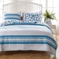 Pebble Beach Quilt & Sham Set Blue - Greenland Home Fashions -QUILTS Sales unnamed file 2750