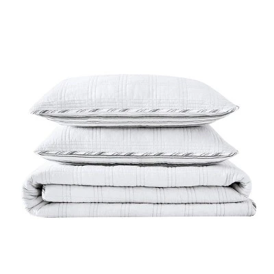 Eddie Bauer - Twin Lake Crescent Quilt & Sham Set Solid Gray 5 Eddie Bauer - Twin Lake Crescent Quilt & Sham Set Solid Gray - Image 3