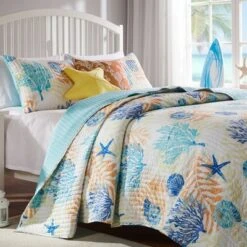Montego Quilt & Sham Set Aqua Blue - Greenland Home Fashions -QUILTS Sales unnamed file 2820