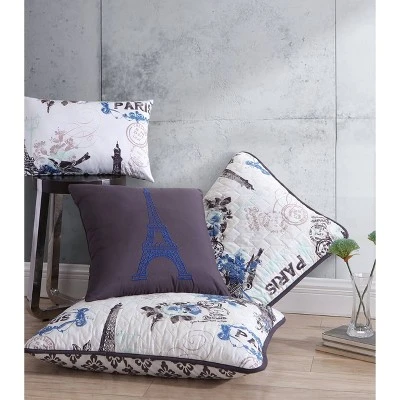 Cherie Quilt Set - Geneva Home Fashion Blue 4 Cherie Quilt Set - Geneva Home Fashion Blue - Image 2
