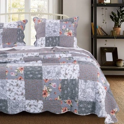 Giulia Quilt & Sham Set Gray/White - Greenland Home Fashions 7 Giulia Quilt & Sham Set Gray/White - Greenland Home Fashions - Image 5