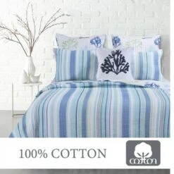 Copa Cabana Quilt Set - Blue, Green & White - Levtex Home -QUILTS Sales unnamed file 3106