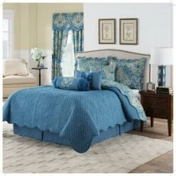 Blue Damask Reversible Moonlit Shadows Quilt Set - Waverly® -QUILTS Sales unnamed file 3157