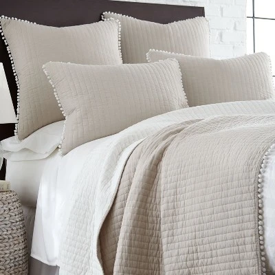 Pom Pom Taupe Twin Quilt - Levtex Home 3 Pom Pom Taupe Twin Quilt - Levtex Home