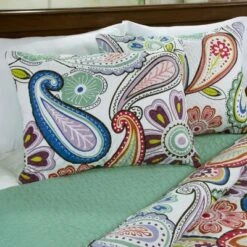 Hastings Home Lizzie Paisley Moroccan Boho Lightweight Twin-Size Quilt Set - 2 Pieces -QUILTS Sales unnamed file 3200