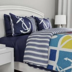 Hastings Home Mariner/Nautical Coastal Reversible Quilt Set Multicolored -QUILTS Sales unnamed file 3226