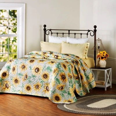 The Lakeside Collection Lakeside Sunflower Rustic Farmhouse Quilted Blanket - Floral Bed Accent 4 The Lakeside Collection Lakeside Sunflower Rustic Farmhouse Quilted Blanket - Floral Bed Accent - Image 2