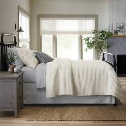 Hearth & Hand With Magnolia Solid Texture Stripe Quilt - Hearth & Hand™ with Magnolia Sour Cream -QUILTS Sales unnamed file 330