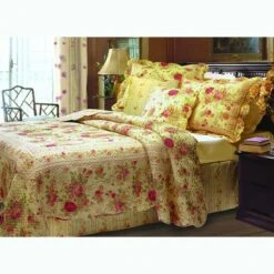 Greenland Home Fashions Greenland Home Fashion Antique Rose Quilt & Sham Bonus Set 4-Piece, Multicolor - Twin