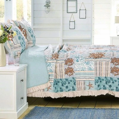 Greenland Home Fashions Greenland Home Fashion Key West 2-Piece Quilt Set with Shams, Seafoam - Twin 3 Greenland Home Fashions Greenland Home Fashion Key West 2-Piece Quilt Set with Shams, Seafoam - Twin