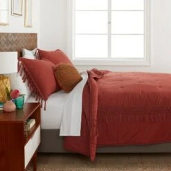 Solid Macramé Tassel Tufted Lofty Quilt - Opalhouse™ Cream