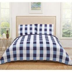 Truly Soft Everyday Buffalo Plaid Quilt Set Khaki/white -QUILTS Sales unnamed file 3427