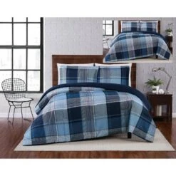 Trey Plaid Quilt Set Navy - Truly Soft -QUILTS Sales unnamed file 3444