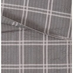Truly Soft Everyday Leon Plaid Quilt Set Gray