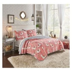 Llama Drama Quilt Set Coral - Vue -QUILTS Sales unnamed file 3518