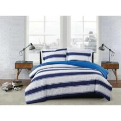 London Fog Watkins Stripe Quilt Set White/blue 7 London Fog Watkins Stripe Quilt Set White/blue -QUILTS Sales unnamed file 3529