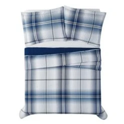 London Fog Nolan Houndstooth Stripe Quilt Set White/blue -QUILTS Sales unnamed file 3544