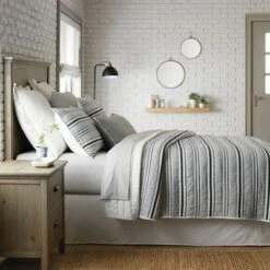 Hearth & Hand With Magnolia Textured Stripe Quilt Railroad Gray - Hearth & Hand™ with Magnolia -QUILTS Sales unnamed file 356