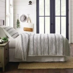 Hearth & Hand With Magnolia Textured Stripe Quilt Railroad Gray - Hearth & Hand™ with Magnolia -QUILTS Sales unnamed file 357