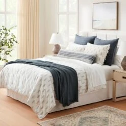 Best Quilts 2022 38 Threshold Designed W/Studio McGee Lofty Cotton Slub Wood Block Floral Quilt White - Thresholdâ„¢ designed with Studio McGee