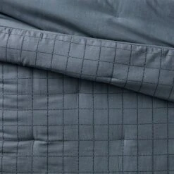 Threshold Designed W/Studio McGee Grid Stitch Cotton Quilt - Threshold™ designed with Studio McGee Blue/navy -QUILTS Sales unnamed file 3650