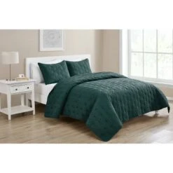 Kaleidoscope Embossed Geometric 3pc Quilt Set - VCNY Orange