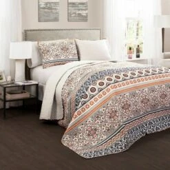 Lush Decor Nesco Quilt Navy/ Coral 3 Piece Set - Lush Décor -QUILTS Sales unnamed file 3714