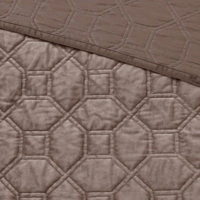 Madison Park Mercer Polyester Velvet Quilted Quilt Set Olive 8 Madison Park Mercer Polyester Velvet Quilted Quilt Set Olive - Image 6