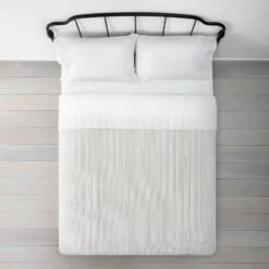 Hearth & Hand With Magnolia Microstripe Quilt Sour Cream / Railroad Gray - Hearth & Hand™ with Magnolia