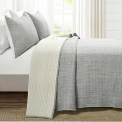 Lush Decor 3pc Pickstitch Quilt/Coverlet - Lush Décor Neutral/off White