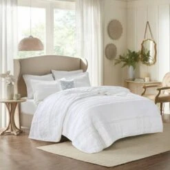 Madison Park Alexis Ruffle Quilted Coverlet Set - 4pc White