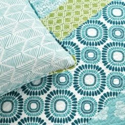 Lush Decor Bohemian Stripe 3 Piece Quilt Set - Lush Décor Blue/green -QUILTS Sales unnamed file 3791