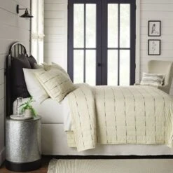 Hearth & Hand With Magnolia Broken Stripe Quilt - Hearth & Hand™ with Magnolia Railroad Gray -QUILTS Sales unnamed file 3795