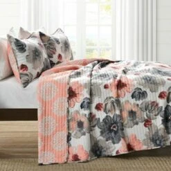 Lush Decor 3pc Leah Quilt Set - Lush Décor Gray/purple