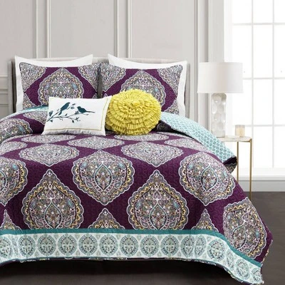 Lush Decor 5pc Harley Quilt Set - Lush Décor Purple/turquoise 3 Lush Decor 5pc Harley Quilt Set - Lush Décor Purple/turquoise
