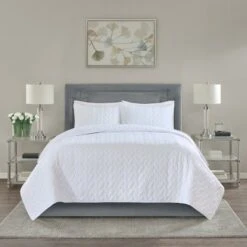 Madison Park Wiley Coverlet Set 3pc White